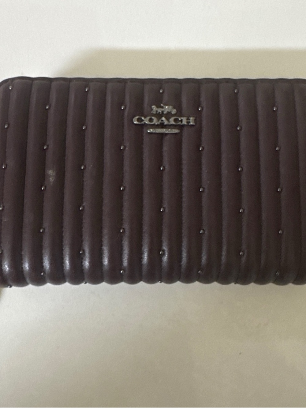 Coach Quilted Zip Wallet in Dark Brown